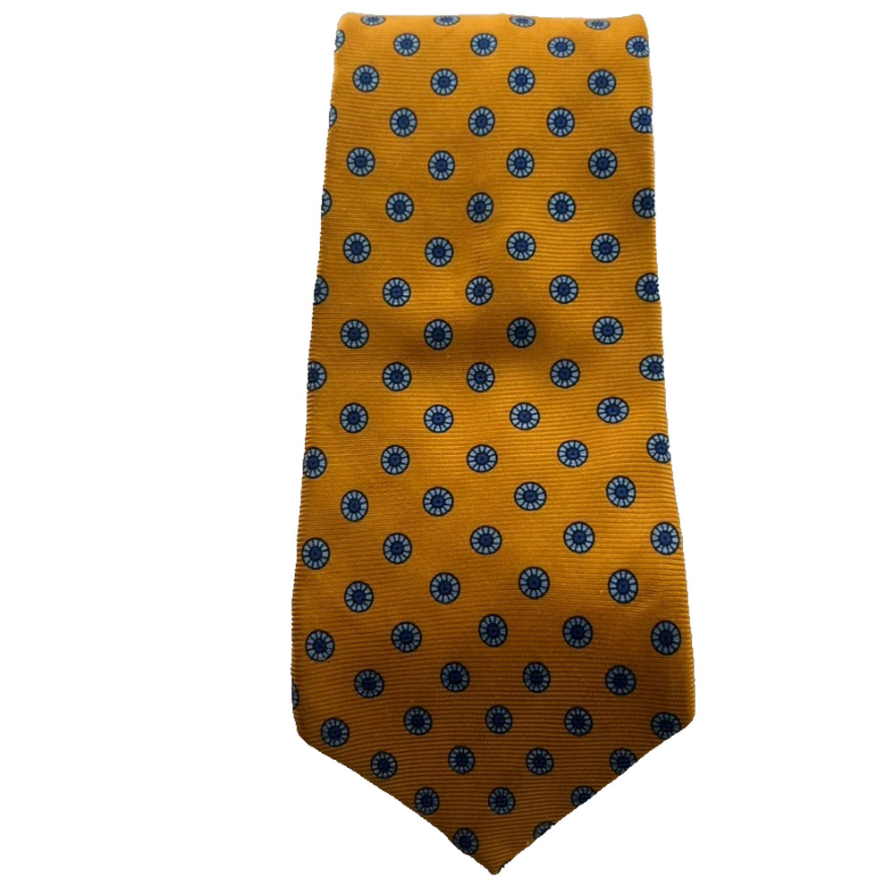 Brooks Brothers Basics Men's Tie Gold Circle Geometric Silk Necktie Handmade